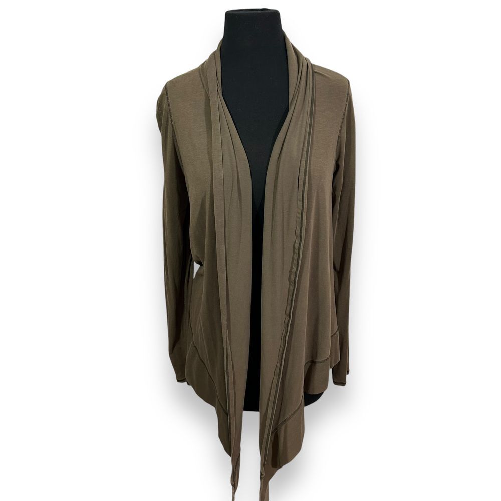 Lululemon Draped Open Front Cardigan Wrap in Olive Brown Womens